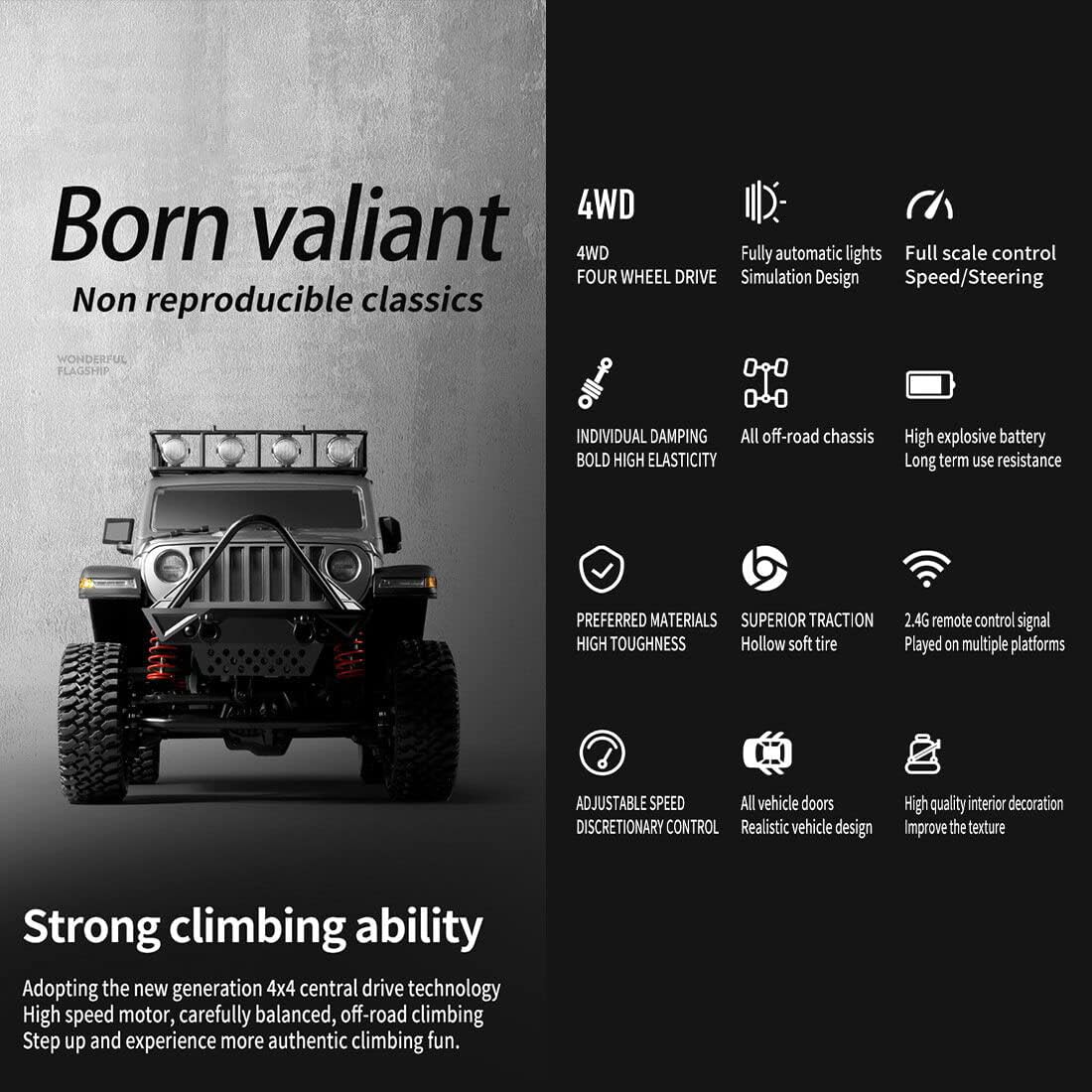 1:12 4x4 High-speed Rc Buggy Rock Climber Ze światłami Led, Delikatną Tapicerką I Gumowymi Oponami, Pełnym Gazem Terenowym Pilot Zdalnego Sterowania