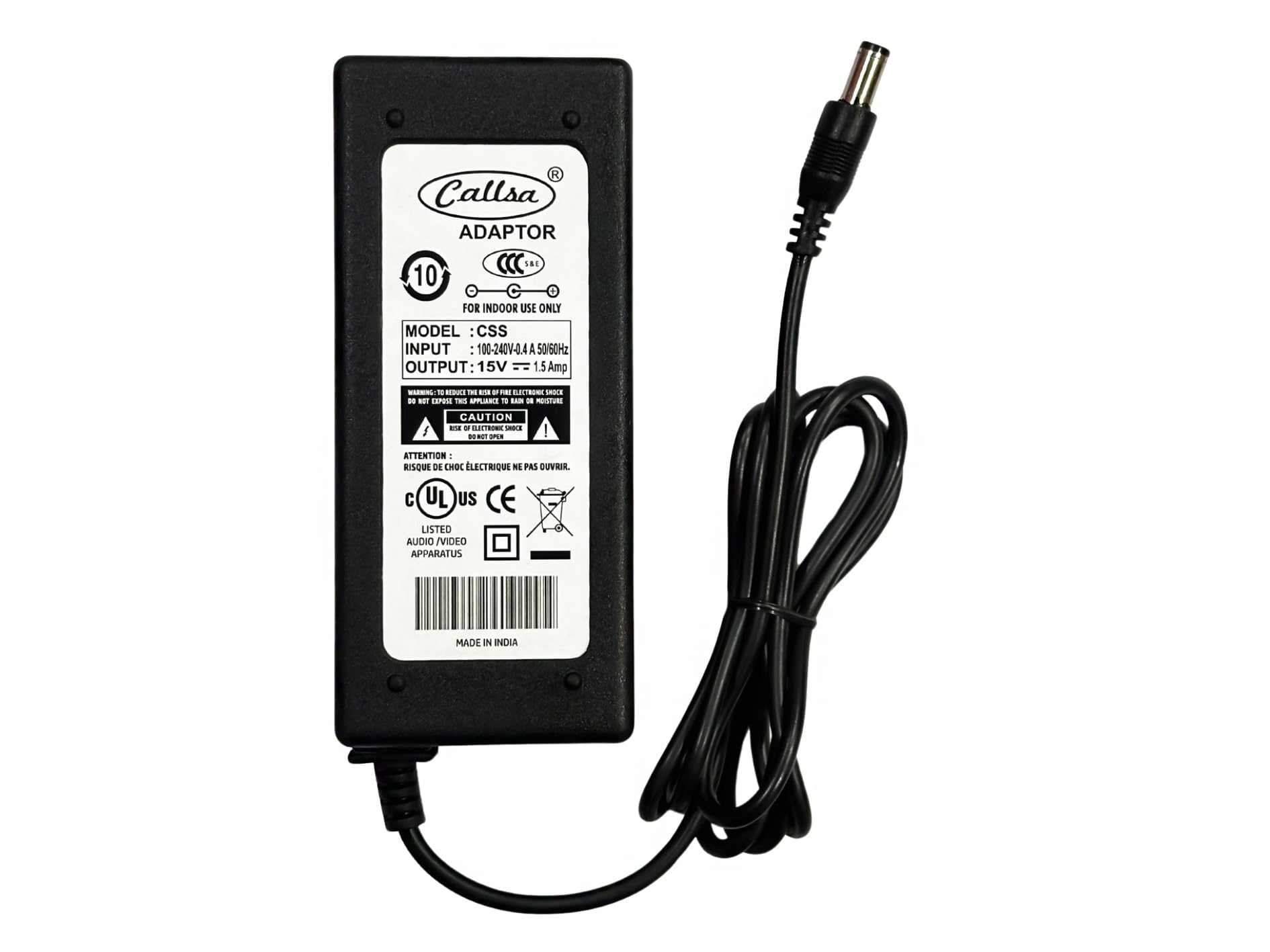 Callsa 15V 1.5Amp Power Adapter, Power Supply for Electronic Device, SMPS (Input : 220V-50Hz 50mA Output 15 Volt 1.5 Amp) Black (B0CWW8KJQ8) Amazon Price History, Amazon Price Tracker