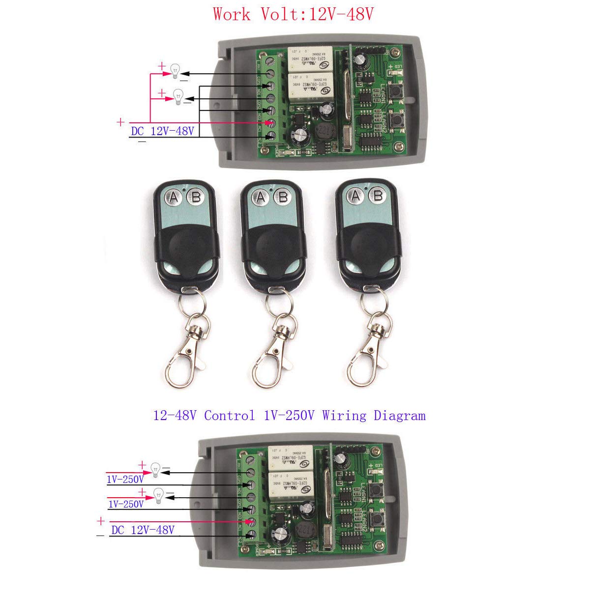 Buy 12V48V 2CH 24V Wireless Remote Relay Switch Relay Module Receiver