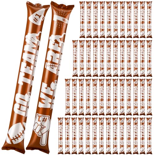 Teling 100 Pcs Football Thunder Sticks Inflatable Noise Makers, Brown