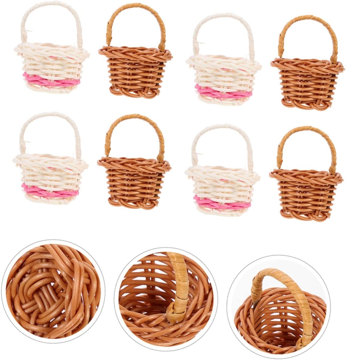 72pcs Mini Woven Flower Baskets for Home Decor Miniature Storage Baskets for Candies Jewelry Crafts for Parties and Photography Props Coffee White
