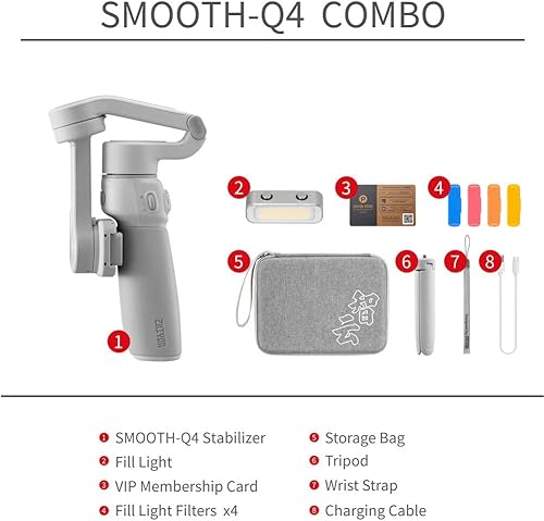 Miniatura 2 de Zhiyun Smooth Q4 Combo estabilizador de cardán de mano de 3 ejes con bolsa de transporte, barra de extensión incorporada, para teléfono inteligente,