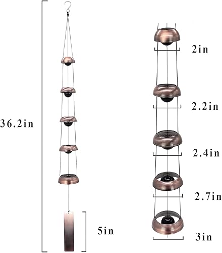 Miniatura 4 de Campanas de viento de simpatía para regalo al aire libre, campanas colgantes de color rojo cobre, campanillas de viento para exteriores, gran tono