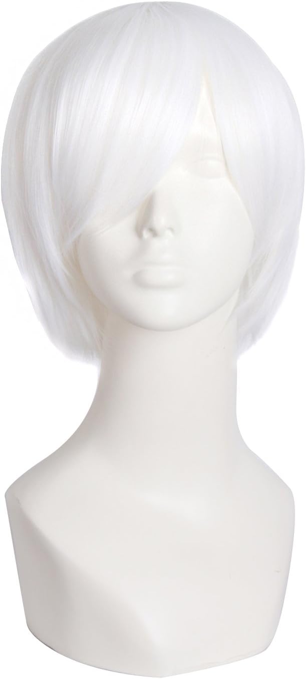 Men's Short Straight Fashion Cosplay Costume Wig (White)