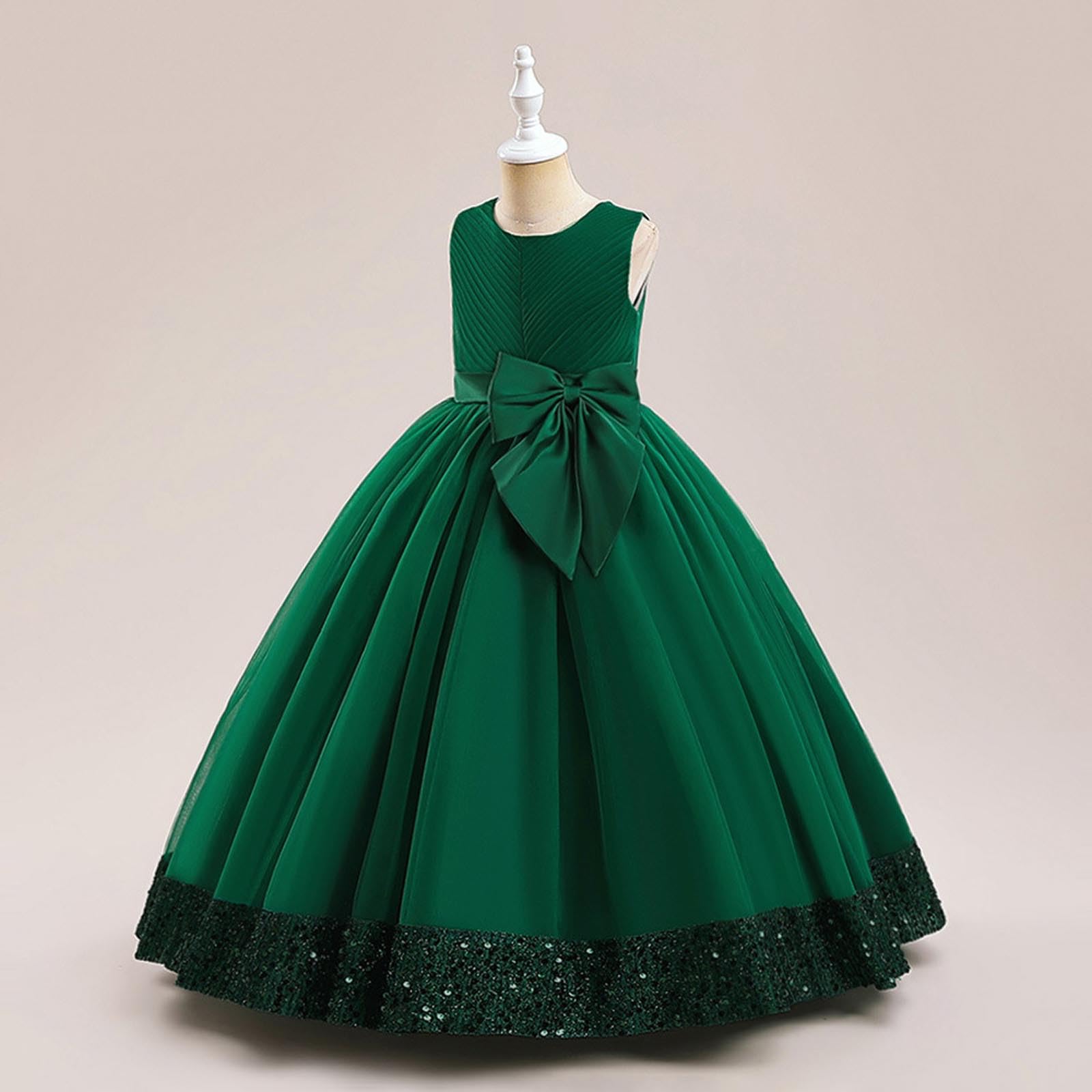 Genérico 2027-Vestido Infantil Lentejuelas Flores Tul Gasa Encaje Princesa Elegante Cómodo Niña Ocasión Especial Cumpleaños Bodas