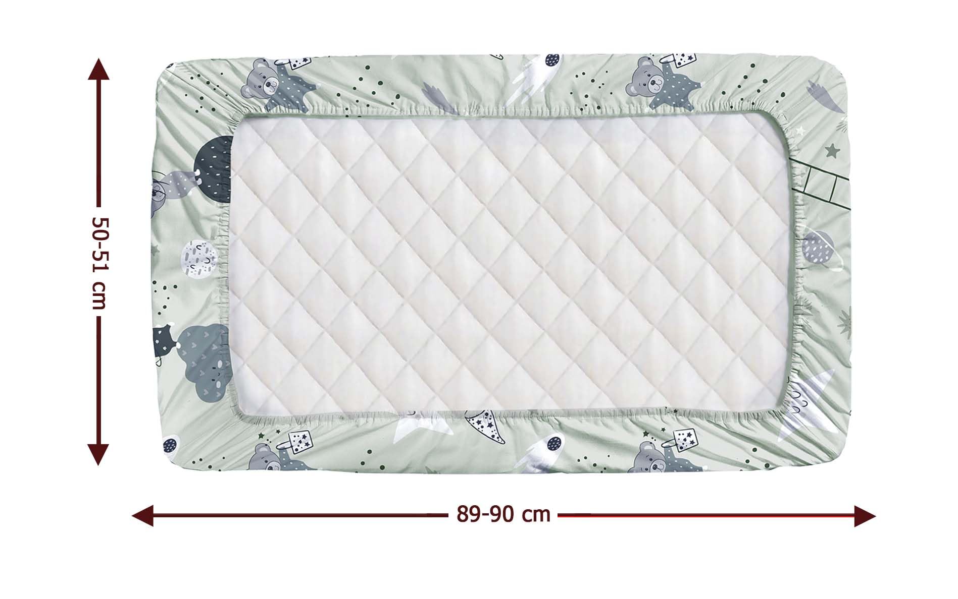 Lot de 2 draps-housses pour berceau (50 x 90 cm) – 100 % coton – Ultra doux, confortable, respirant (lune et ours, gris, 50 x 90 cm)