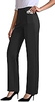JEKAOYI Women's Stretchy High Waisted Dress Pants - Pull-On Business Casual Work Trousers with Pockets