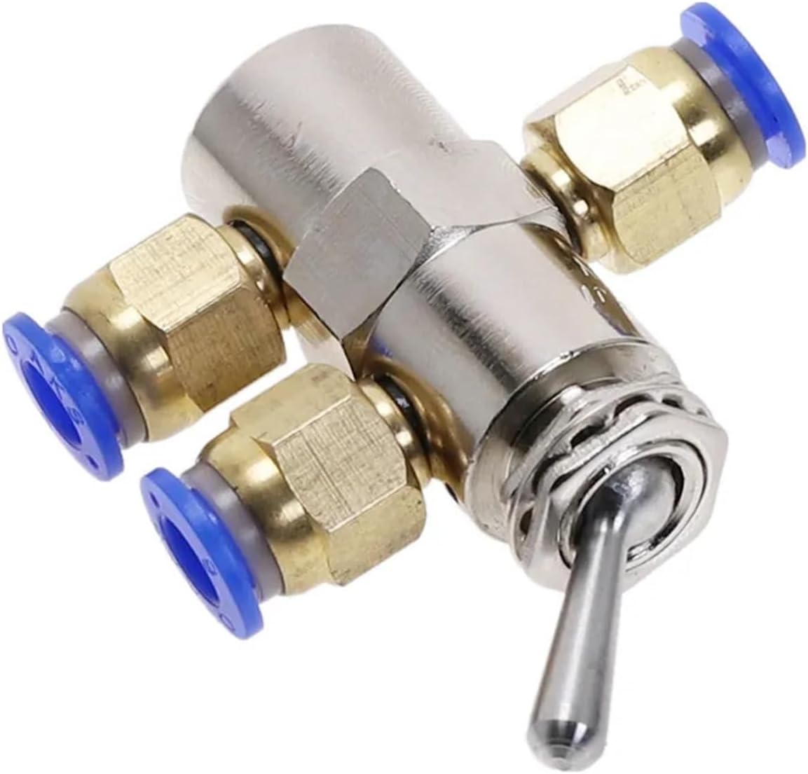 Exhaust Valve 2 Position 5 Way Toggles Cylindrical Mechanical Air Pneumatic Valve Switch w Fiittings TAC2-4V(No Fittings)