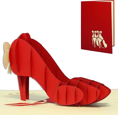 Miniatura 1 de LIN17387 - LIN 3D Pop Up Card, Tarjeta de regalo, Compras, Tarjeta de cumpleaños, Ocasión Especial, Día de la Madre, Zapato Rojo, N259