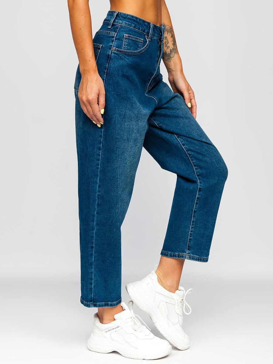 BOLF Femme Pantalon en Jeans Jeans Used Look Jeans Destroyed Denim Style Mom Fit Jambe etroite Temps Libre Casual Style Mix F6F