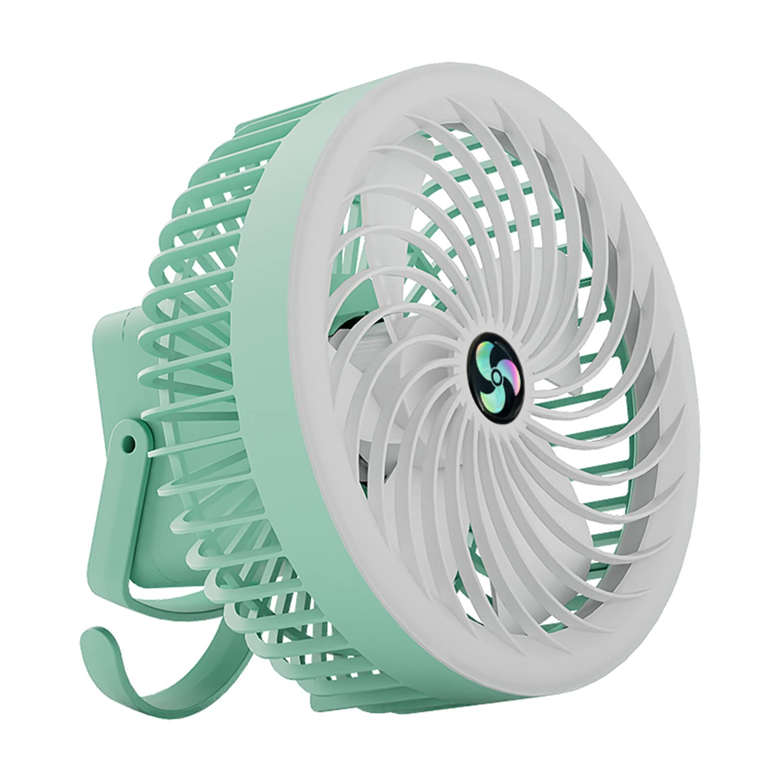 FGJsfhrDTU Portable Fan, 3 Speed Adjustable Strong Wind Ultra-quiet with LED Light for Home Desk(Green)