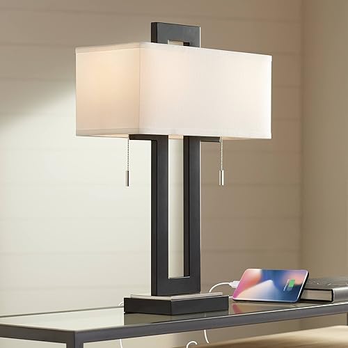 Neil 26" High Modern Rustic Table Lamp with USB Ports