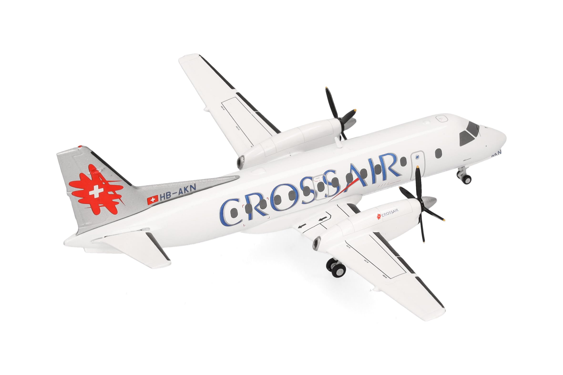 herpa Crossair Saab 340 (Last Colour Scheme) Miniature 1:200 Scale Collectible Model without Base Metal, Multicoloured - Image 3
