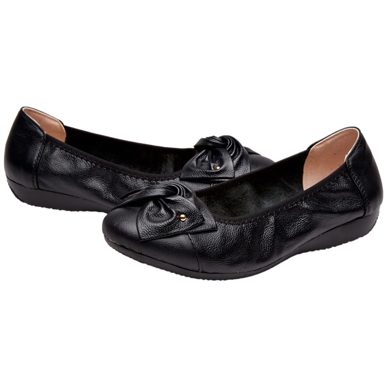 rismart Mujer Cuero Ballet Plano Poner Bailarina Pumps Trabajo Zapato con Arco
