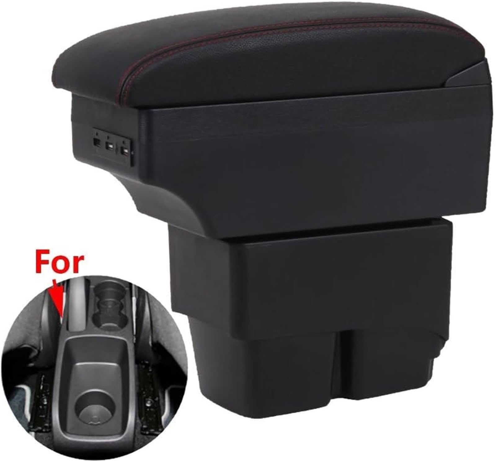 Ergonomiczne podparcie ramion kierowcy Schowek dla podłokietnika samochodowego dla Forda dla Fiesta 2011-2018 Szczegóły wnętrza Części(BLACK B4 Beige 3usb)
