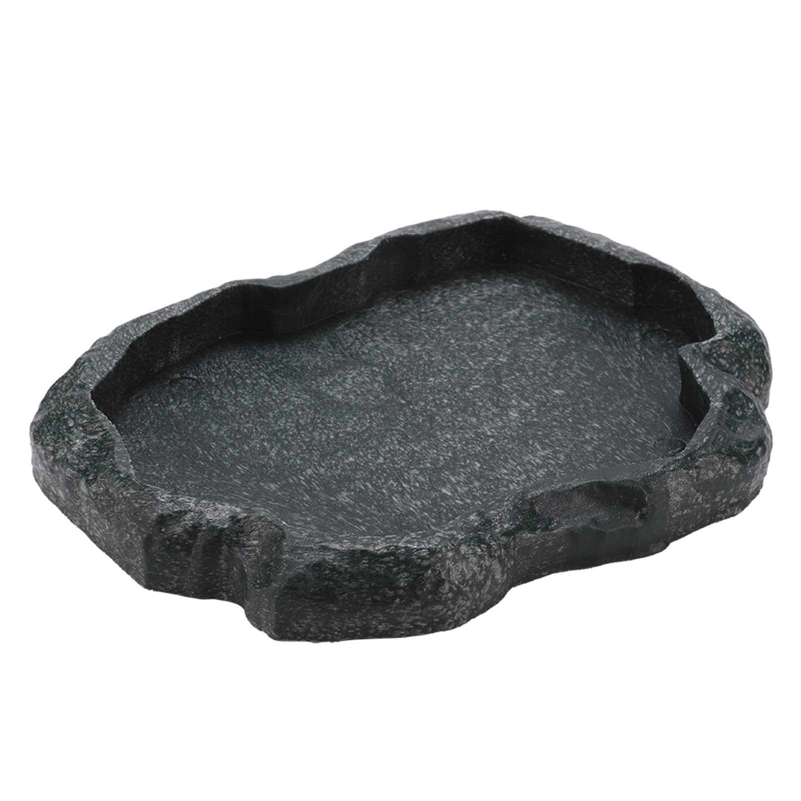 Cryfokt Reptile Feeder Terraium Bowl, Imitation Rock Design ABS Resin Shallow ReptileFeeder, Pet Safety Reptile Water Dish Food Bowl for Bearded Dragon Lizard Frog Gecko Tortoise Hermit Crab