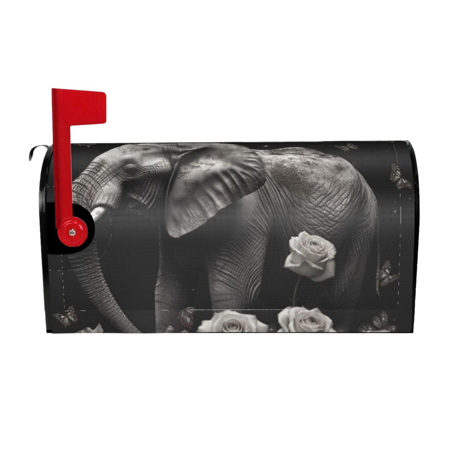 Elephant and Butterfly Mailbox Covers Magnetic Wraps Post Letter Box Cover Garden Home Decor 21x18 in