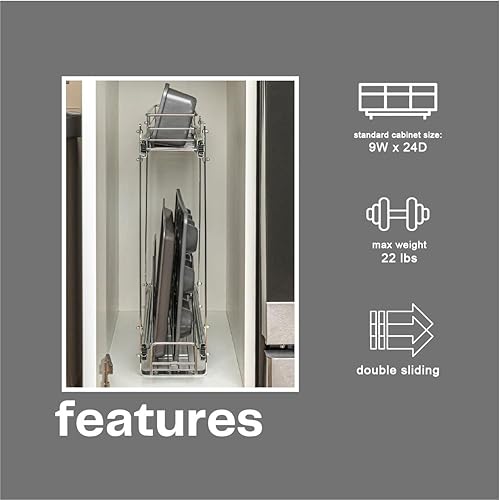 Miniatura 6 de Household Essentials C21221-1 Glidez - Organizador deslizante de 2 niveles, 11.5 pulgadas de ancho, cromado