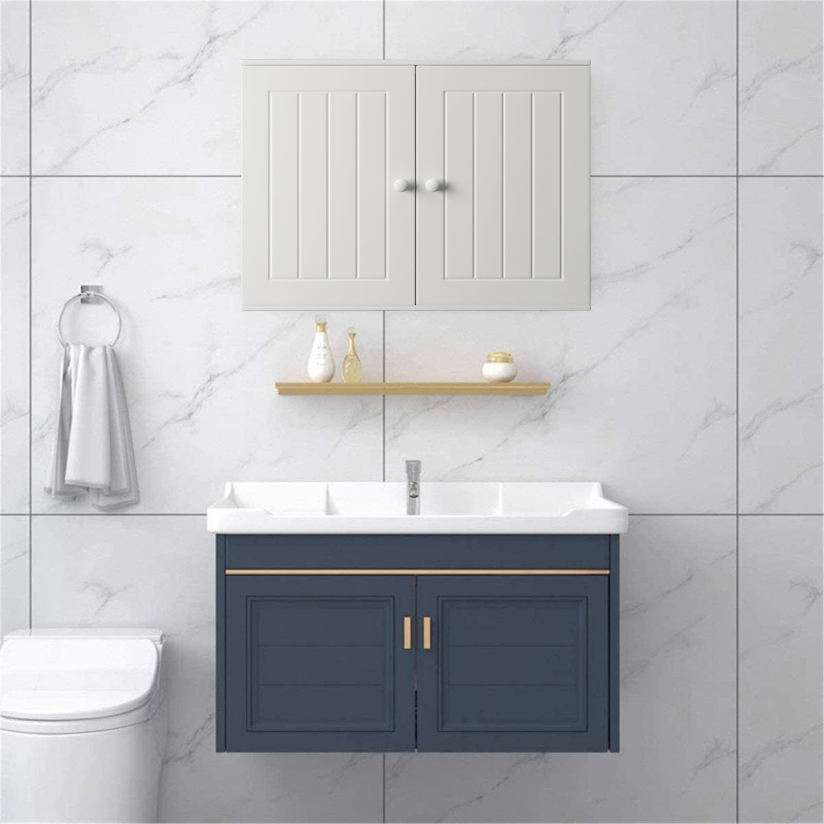 Banas Armadio da Parete Multifunzione 60x15.2x50.3cm, Ripiano regolabile, Bianco, Materiale MDF - Perfetto per Casa e Attività Commerciali