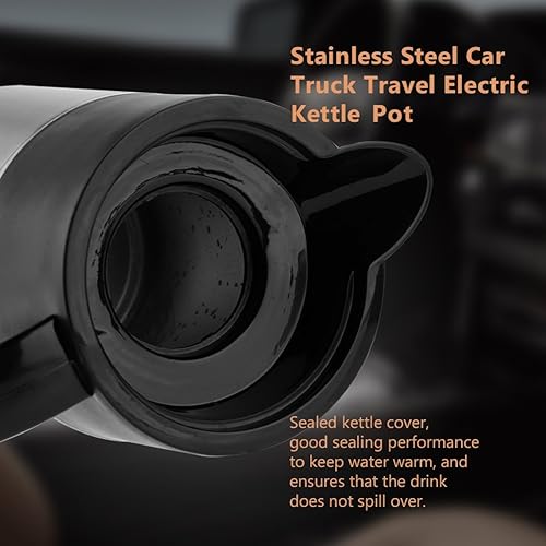 Miniatura 4 de Hervidores eléctricos de 44.0 fl oz/44 oz para automóvil, hervidor eléctrico de viaje de acero inoxidable, taza de agua calentada, adecuada para