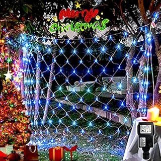 Heceltt Christmas Net Lights Outdoor Decorations, 3m x2m 200 LED Mesh Fairy String Lights, Mains Powered Waterproof Indoor Net Lights for Tree Bushes Window Room Fence Gazebo Decor(Green)