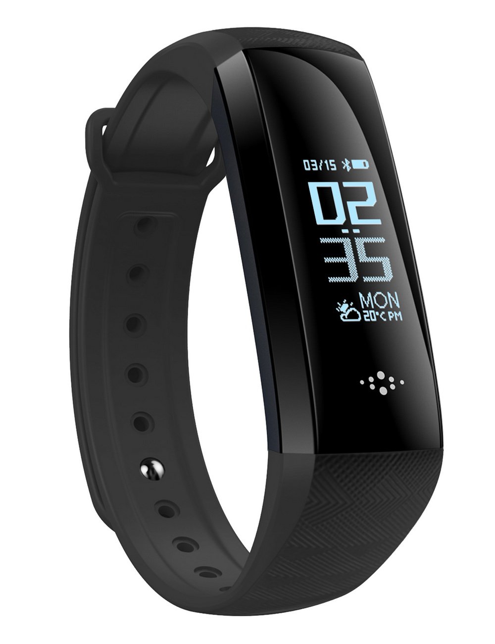 Unknown M2S Smart Band displaying heart rate and blood oxygen levels