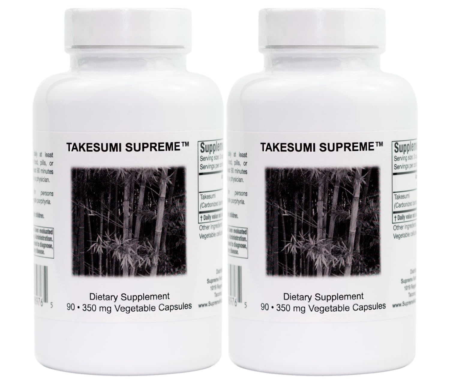 Supreme Nutrition Takesumi Supreme, 90 Pure Activated Bamboo Charcoal Vegetarian Capsules (Pack of 2)