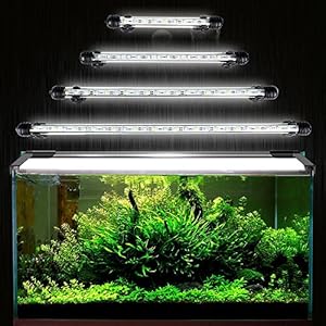 DOCEAN 5050SMD 9LEDs Acuario iluminación LED de lámpara Bombilla Lighting para pez Tank EU Conector Resistente al Agua IP68, 18cm, Blanco