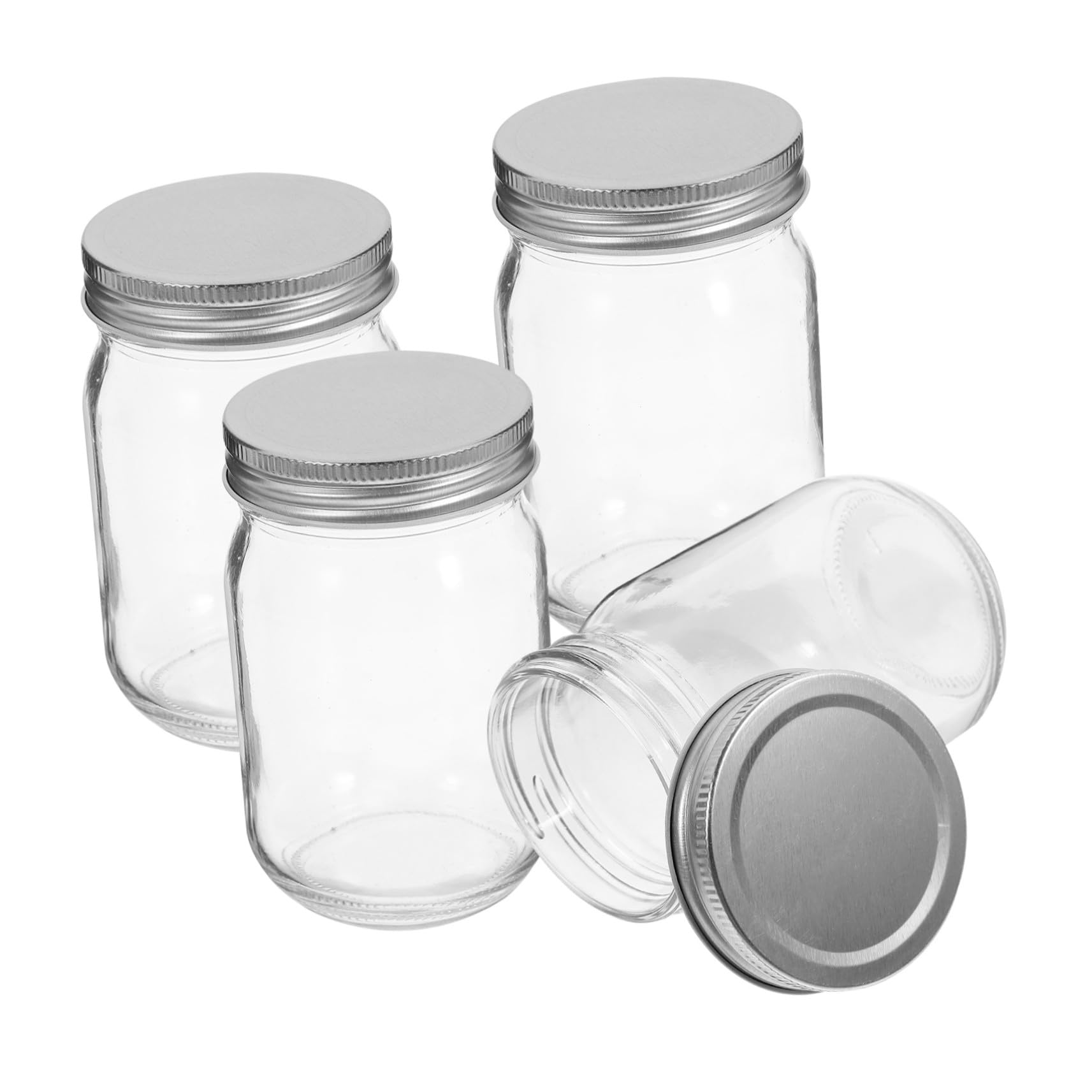4 Stück Einmachglas mit Deckel 380ml Glas, Breit Geöffnet