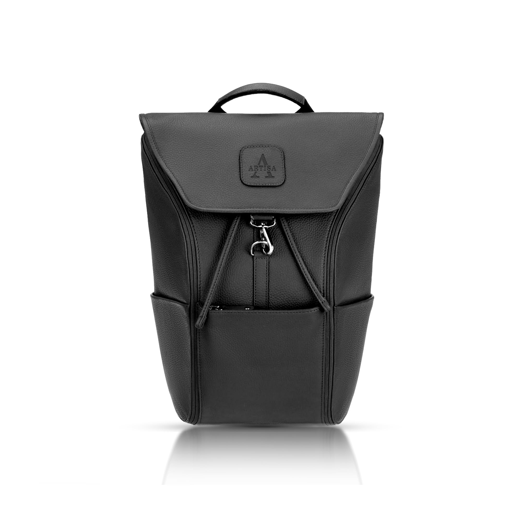 Artisa Creation 30 Litres Vegan Leather Casual Backpack Laptop Compartment Bottle Pocket Front Pocket Expandable (Black) (B0D1GFR7CV) Amazon Price History, Amazon Price Tracker
