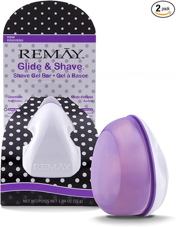 REMAY Glide Shave - Shower Shaving Bars (2 Pack) - Clear Non-Foaming Premium Lubrication Shave Gel - Unisex - Apply Easily in-or-Out of Shower for ...