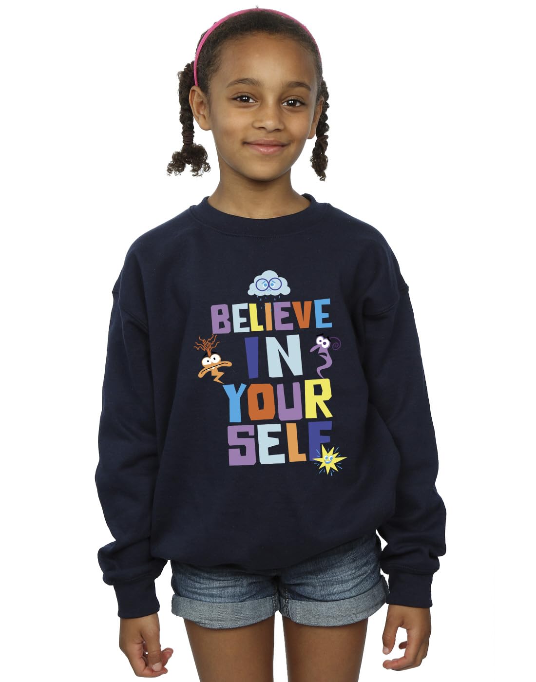 Absolute Cult Girls Navy Blue Disney Inside Out 2 Believe Sweatshirt 7-8 Years
