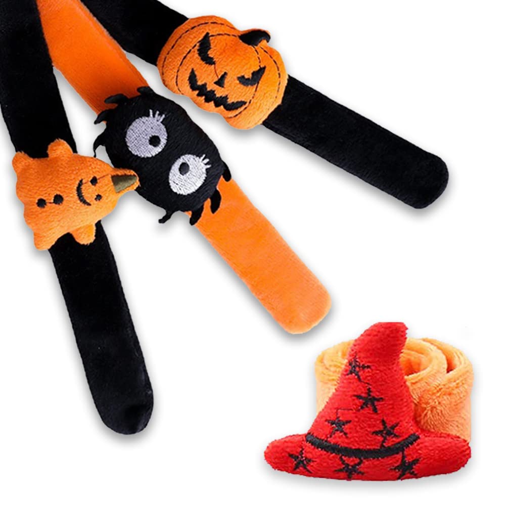Bracciale schiaffo di Halloween, braccialetti schiaffo con motivo ragno zucca fantasma zombie pipistrello streghe design a scatto  15