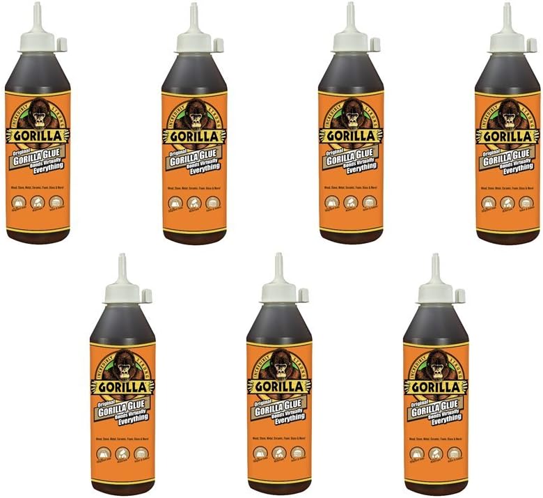 Gorilla Original Waterproof Polyurethane Glue, 18 ounce Bottle, Brown, (Pack of 7)