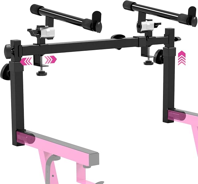 Liquid Stands 2 Tier Keyboard Stand Attachment - Adjustable Electric Digital Piano Stand for 54 - 88 Key Music Keyboards & Synths - Double Stand Extender for Square Tube Z Style Stands