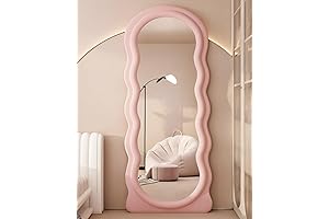 63" x 24" Full Length Pink Mirror with Stand