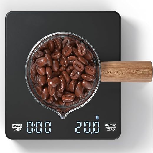 Gadgetronics Smart Coffee Scale with Timer, Rechargeable Digital Scale for Coffee Weighing, 0.1g - 3 kg, LED Touchscreen |...