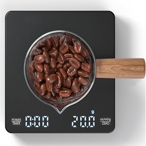 Gadgetronics Smart Coffee Scale with Timer, Rechargeable Digital Scale for...