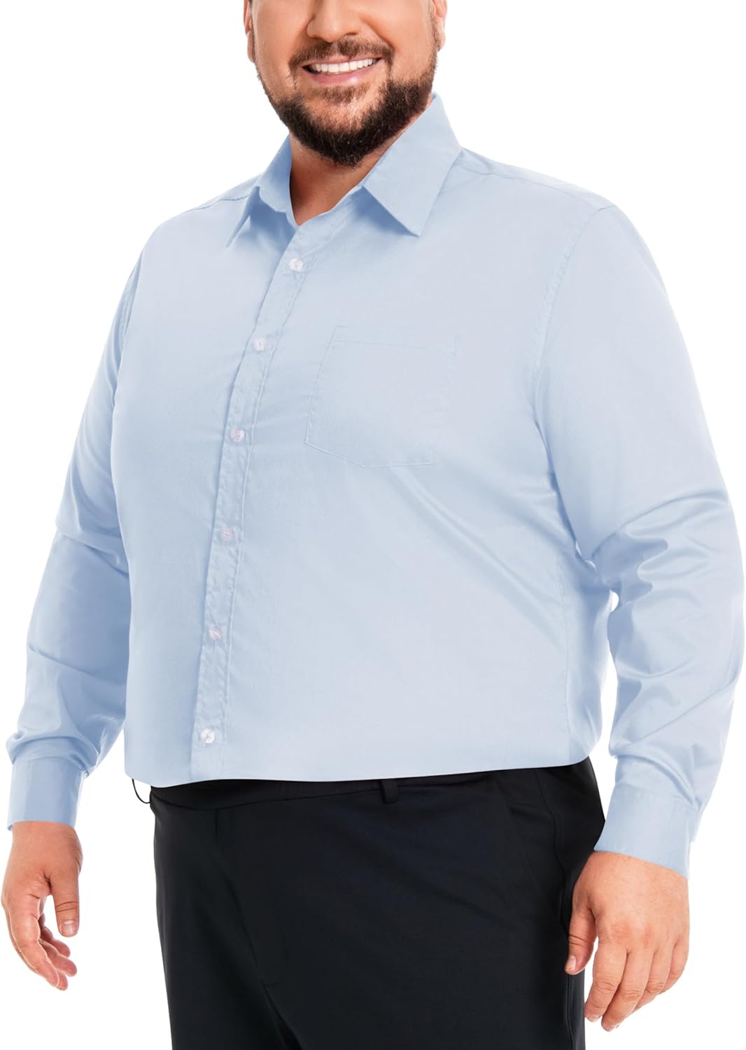 Idtswch Mens Big and Tall Classic Fit Dress Shirt Button Down Long Sleeve Collar Shirt Sleeve (35-36" or 37-38")