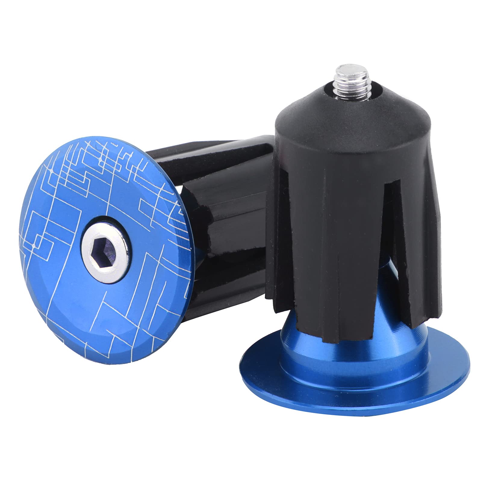 2Pcs Bar End Plugs, Aluminum Bike Handlebar End Plugs, Road Bike Mountain Bike Grip Handlebars Plug Handlebar End Plugs (Blue)