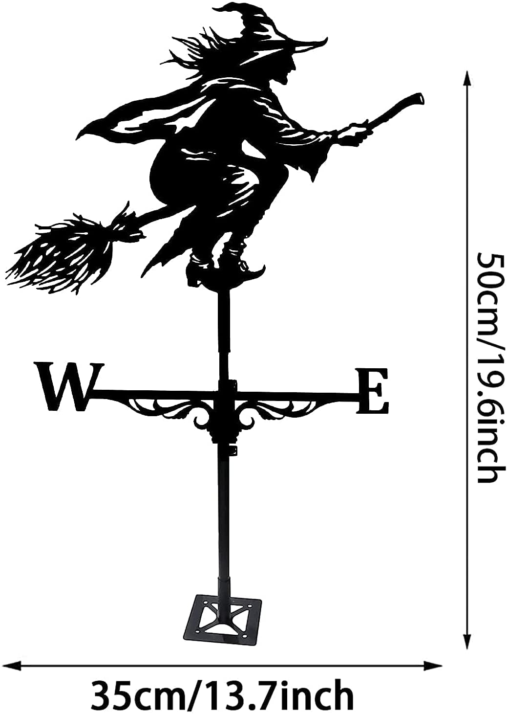 Windfahne, Wetterfahne für Dekorationen, Wetterfahne für Garten, Retro, langlebig, Windfahne, Hexenszene, Wetterfahne, Gartenpfahl, Windrichtung, Dach, Windrichtungsanzeige