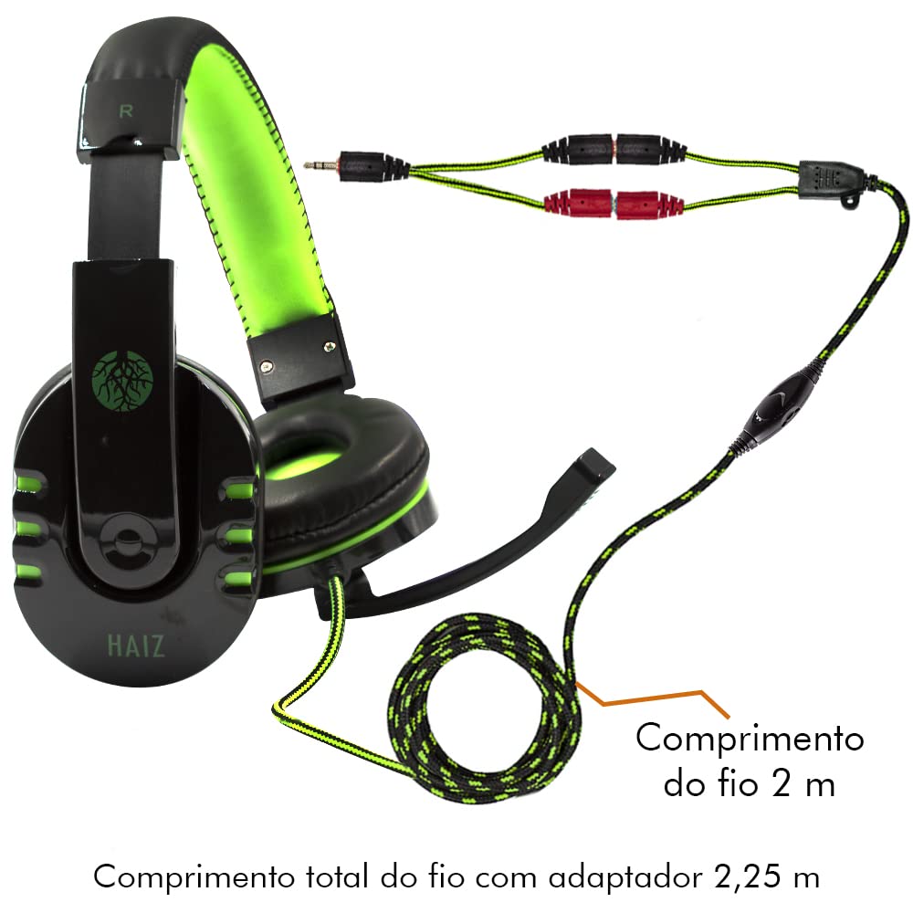 Haiz Fone Headphone Headset Gamer Verde Alpha HZ-1804 | Amazon.com.br