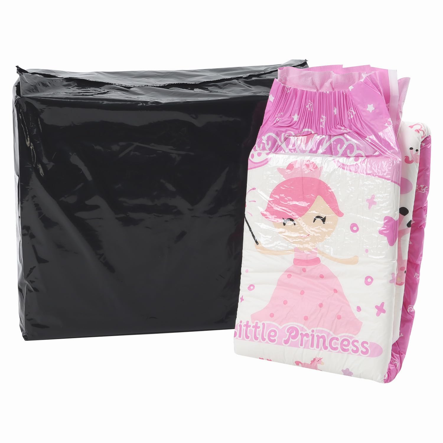 CutiePlusU Windeln für Erwachsene 10 Stück, Einweg-Inkontinenzslip mit Laschen für Frauen und Männer, maximale Saugfähigkeit über Nacht- kleine Prinzessin (Groß 37"-47")