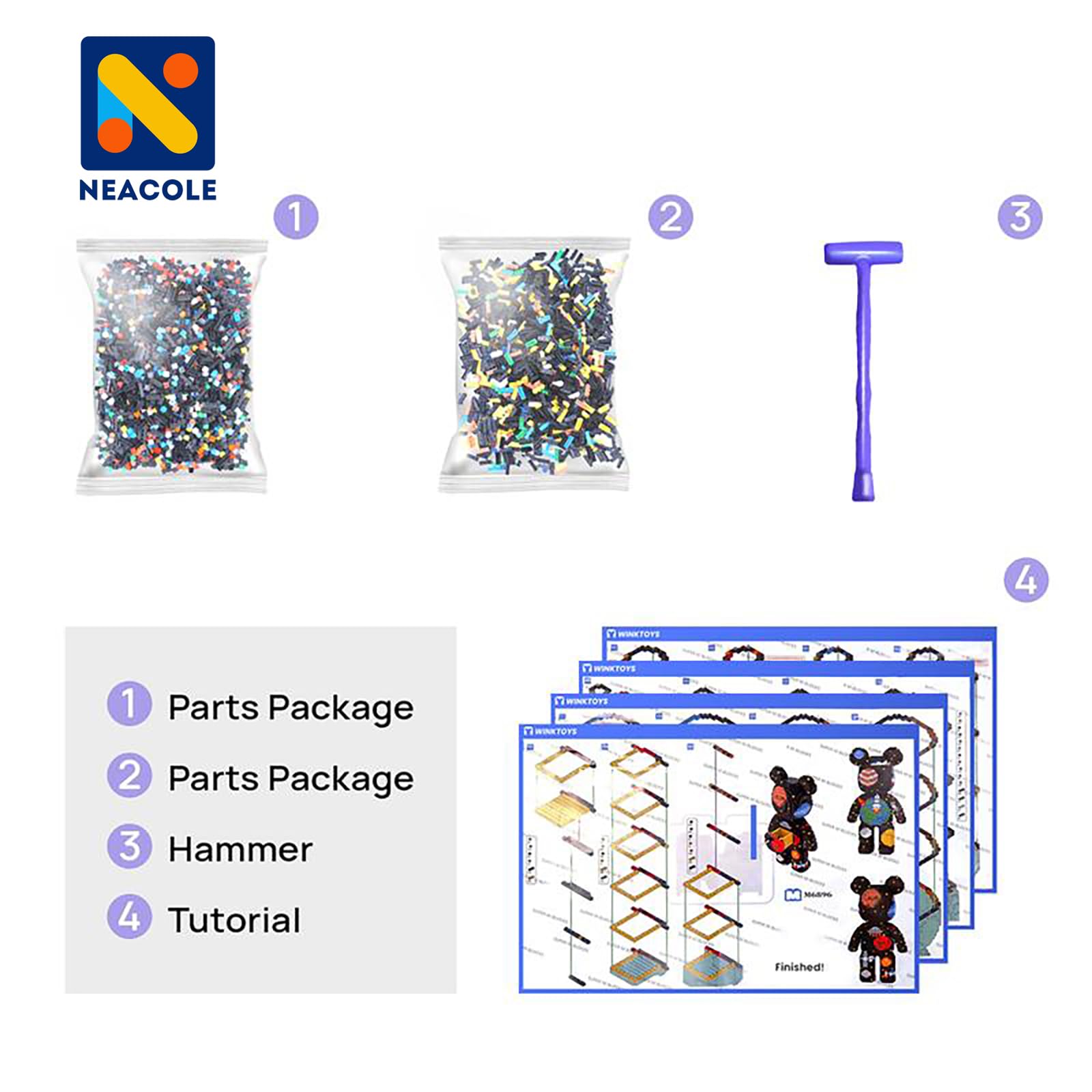 Neacole Bloques de construcción de oso (7220 unidades) 43/46 cm, bloques de construcción de animales micro 3D para adultos y niños, decoración del hogar y la oficina, regalos de cumpleaños y día de - 3