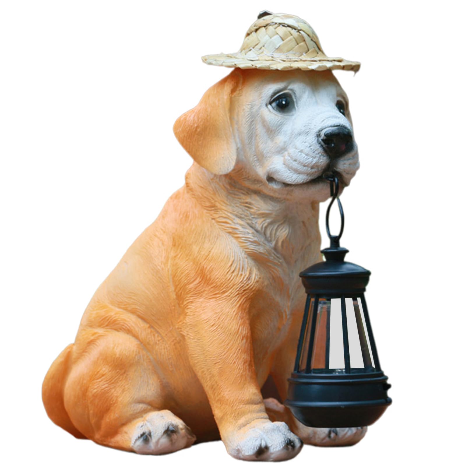 Hintyne Dog Statues Outdoor Solar Garden Statue with Retro LED Lantern, Resin Labrador Dog Solar Light, Waterproof Statue for Yard Porch Patio Balcony House