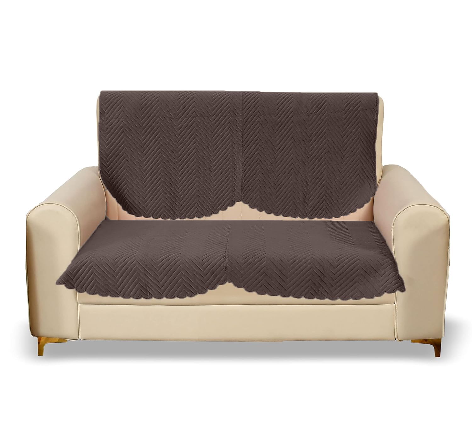 Sparrow World Solid Color Premium Quilted Sofa Cover Set for 5 Seater Sofa | 3 Seater and 2 Seater Sofa Slip Covers/Velvet Sofa Panel (Coffee, 2 Seater) (B0CLP1G1S6) Amazon Price History, Amazon Price Tracker