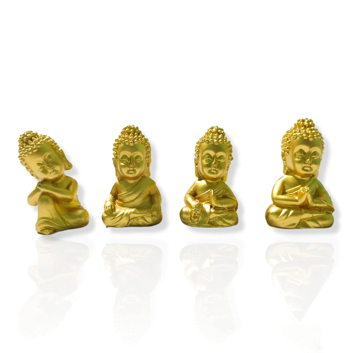 Buy PACK OF 4 Golden Baby Buddha Statues Golden Colour Wise Monks
