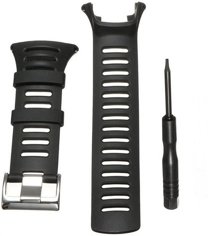 Watch Band Strap Waterproof Replacement Soft Black Rubber for Suunto Ambit 1/2/2S/2R/3 Sport/3 Peak (without screws)