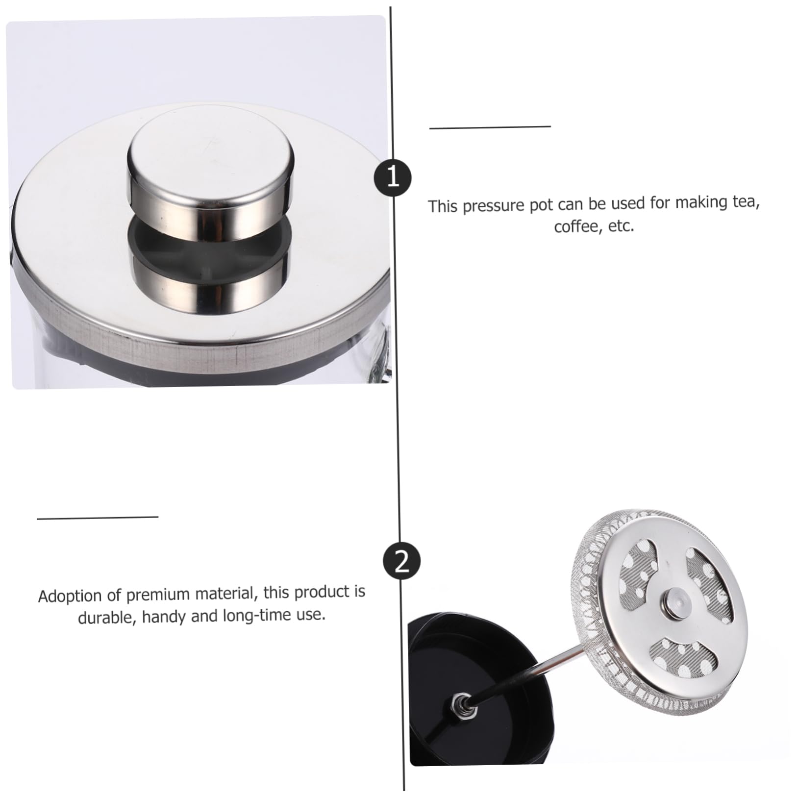 ABOOFAN 1pc Heat Resistant Stainless Pot with Scale Coffee Press for Tea Water and Juices for Home Office and Parties Capacity