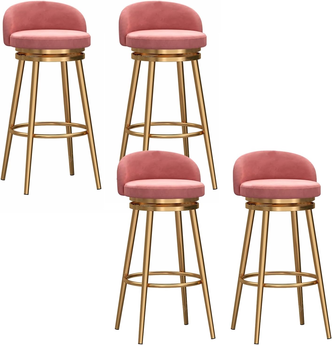 Qwerjkl Bar Stools, Set of 4 Bar Stools Counter Height Padded Velvet